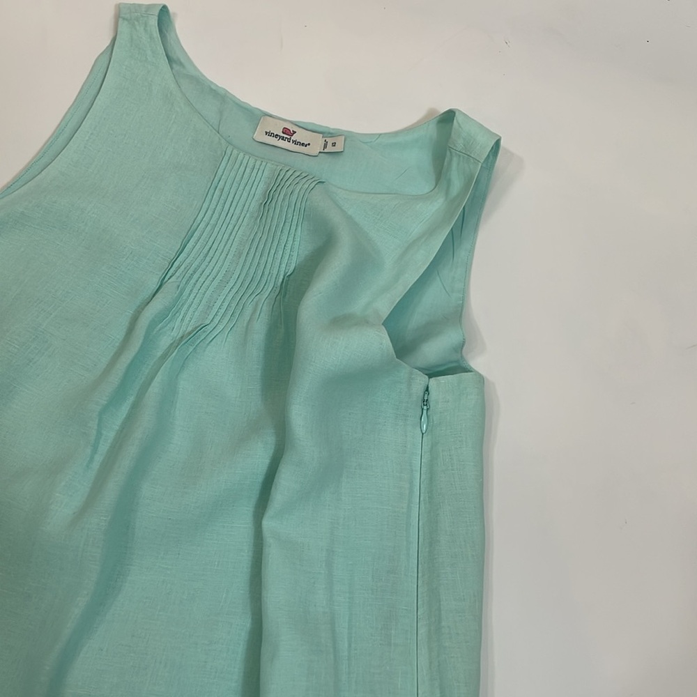 Vineyard Vines Linen Dress Size 12 Sea-foam Color Relaxed Fit EUC - Picture 7 of 9